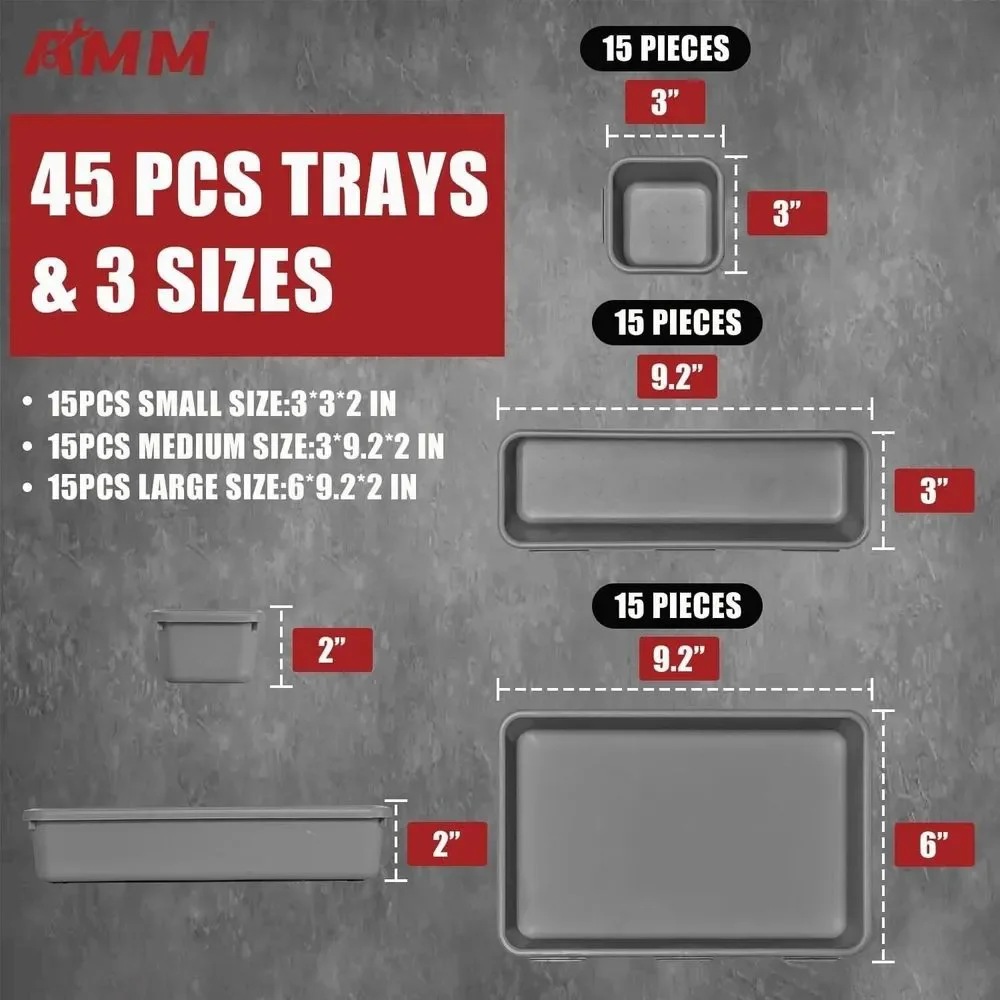 NEW 45pc Toolbox Organizer Tray Divider Set Toolbox Desk Drawer Organizer Garage